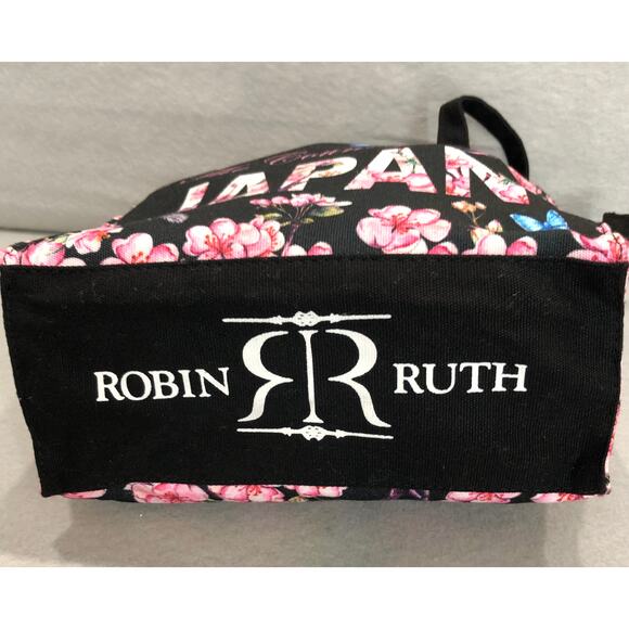 Robin Ruth Original Japan Black & Pink Floral Tote Bag - Picture 4 of 10